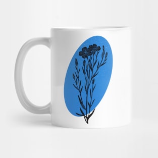 Flax flower linocut print Mug